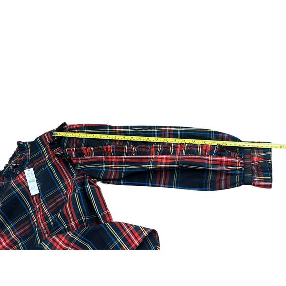 NEW J.Crew Classic Fit Ruffle Popover in Black Stewart Tartan Size Large NWT - Picture 9 of 9